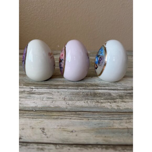 Lena Liu Danbury Mint Butterfly Garden Porcelain Egg Lot of 3 w/Stands 1990s - Picture 4 of 16